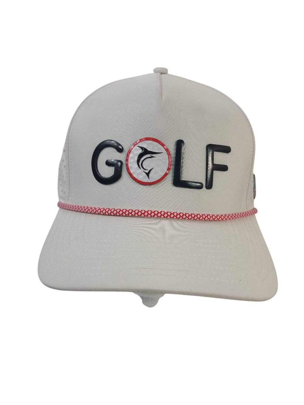 NEW The Gulf Standard Off White Golf Hat With USA Flag Patch & Mesh Back